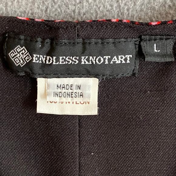 Endless Knot Art V Neck Fit Flare Abstract Floral Flutter Sleeve Dress Womens L - Picture 15 of 16